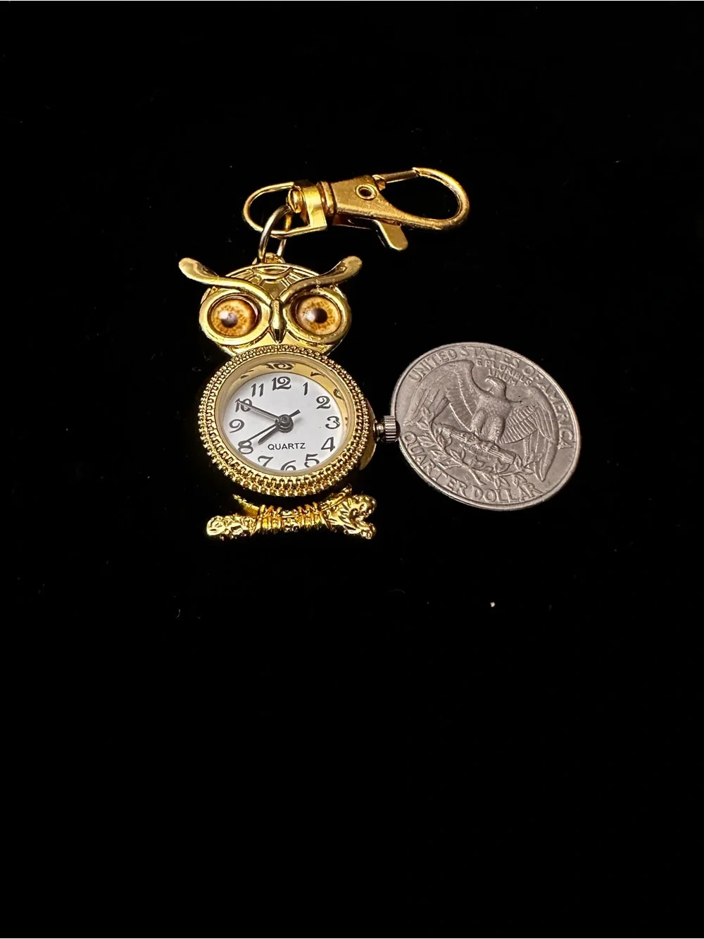 vintage-style quartz pocket watch designed to resemble an owl AS IS UNTESTED